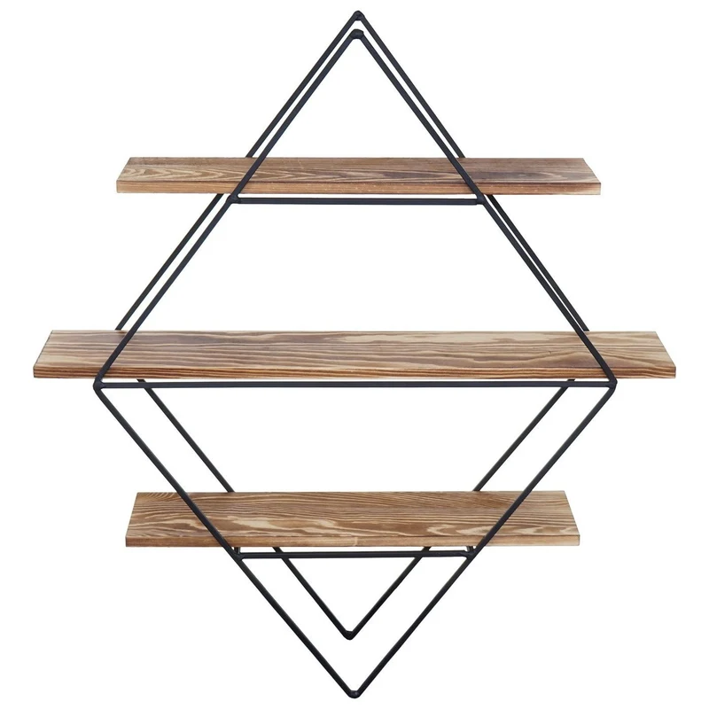 Étagère murale design industriel en bois 60x55x12cm ETA04047