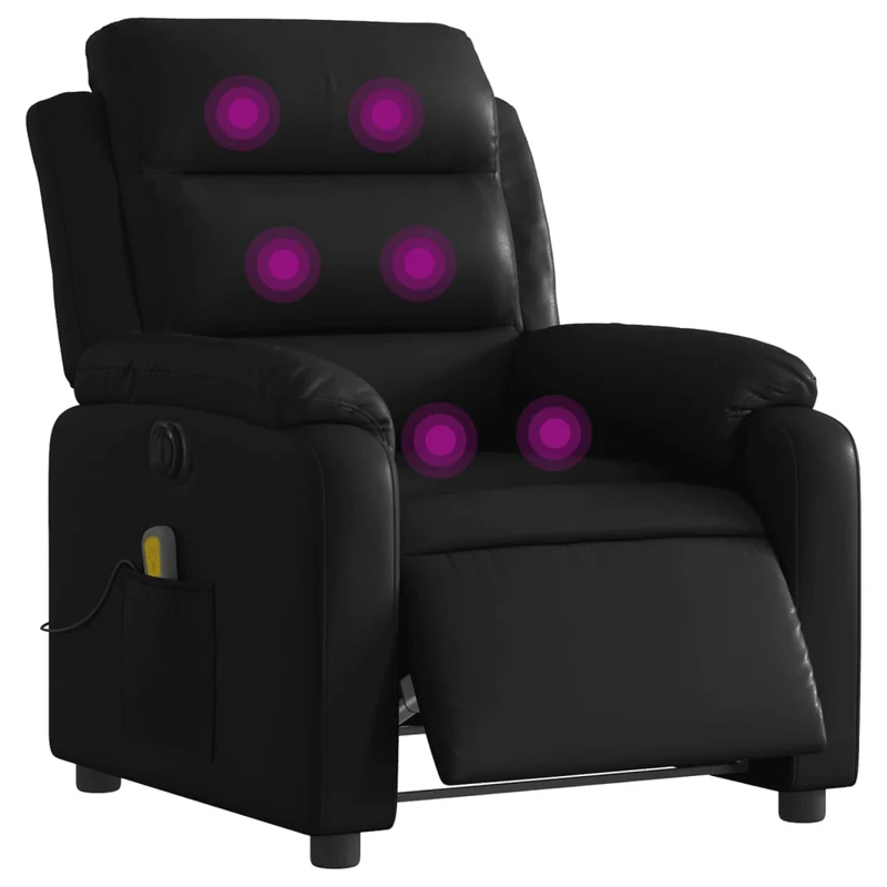 Fauteuil de relaxation TV fonction massage inclinable électrique 6 points de massage en PVC noir DEC027210