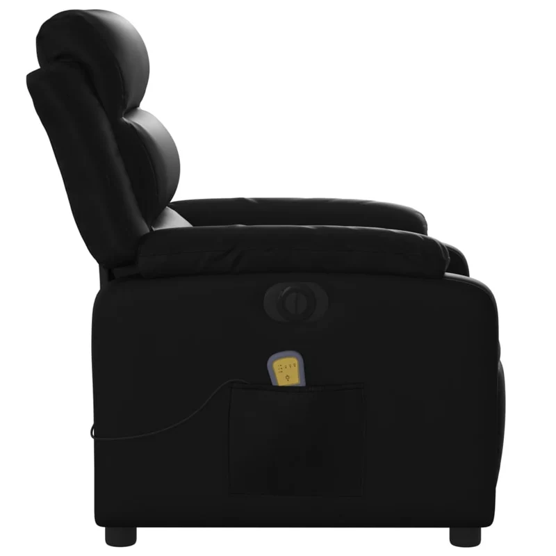 Fauteuil de relaxation TV fonction massage inclinable électrique 6 points de massage en PVC noir DEC027210