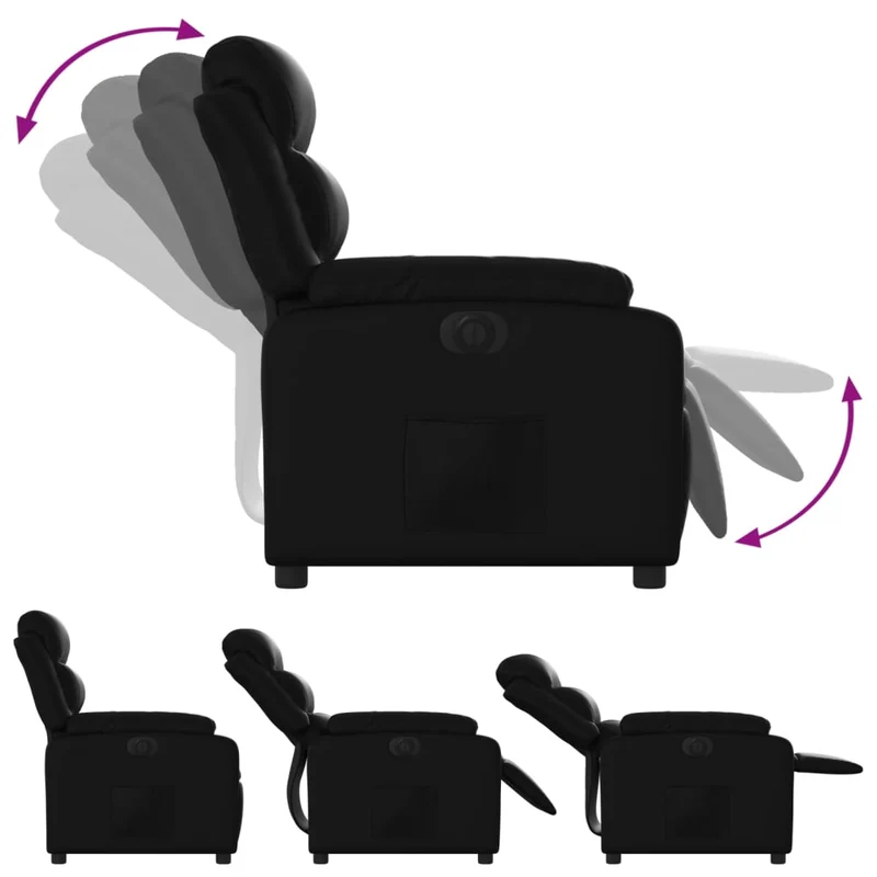 Fauteuil relax TV fonction d'inclinaison électrique très confortable en PVC noir DEC028460