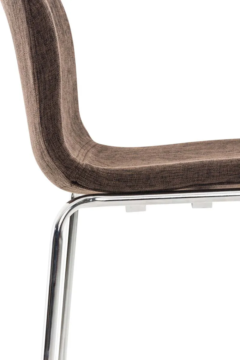 Lot de 2 tabourets de bar avec repose-pieds dossier incurvé en tissu marron et 4 pieds en métal chromé 10_0004192