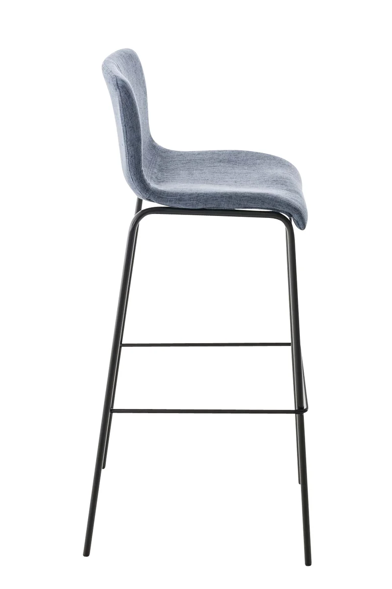 Lot de 2 tabourets de bar avec repose-pieds dossier incurvé en tissu bleu et 4 pieds en métal noir 10_0004197