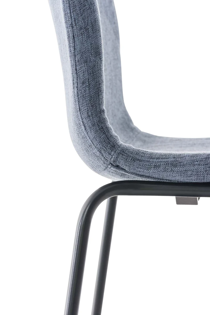 Lot de 2 tabourets de bar avec repose-pieds dossier incurvé en tissu bleu et 4 pieds en métal noir 10_0004197