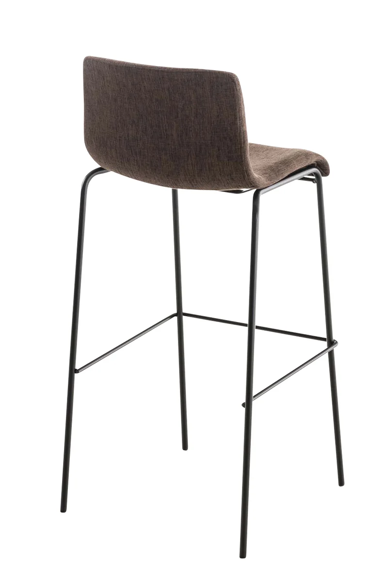 Tabouret de bar x1 design moderne empilable assise en tissu marron et 4 pieds métal noir 10_0004953
