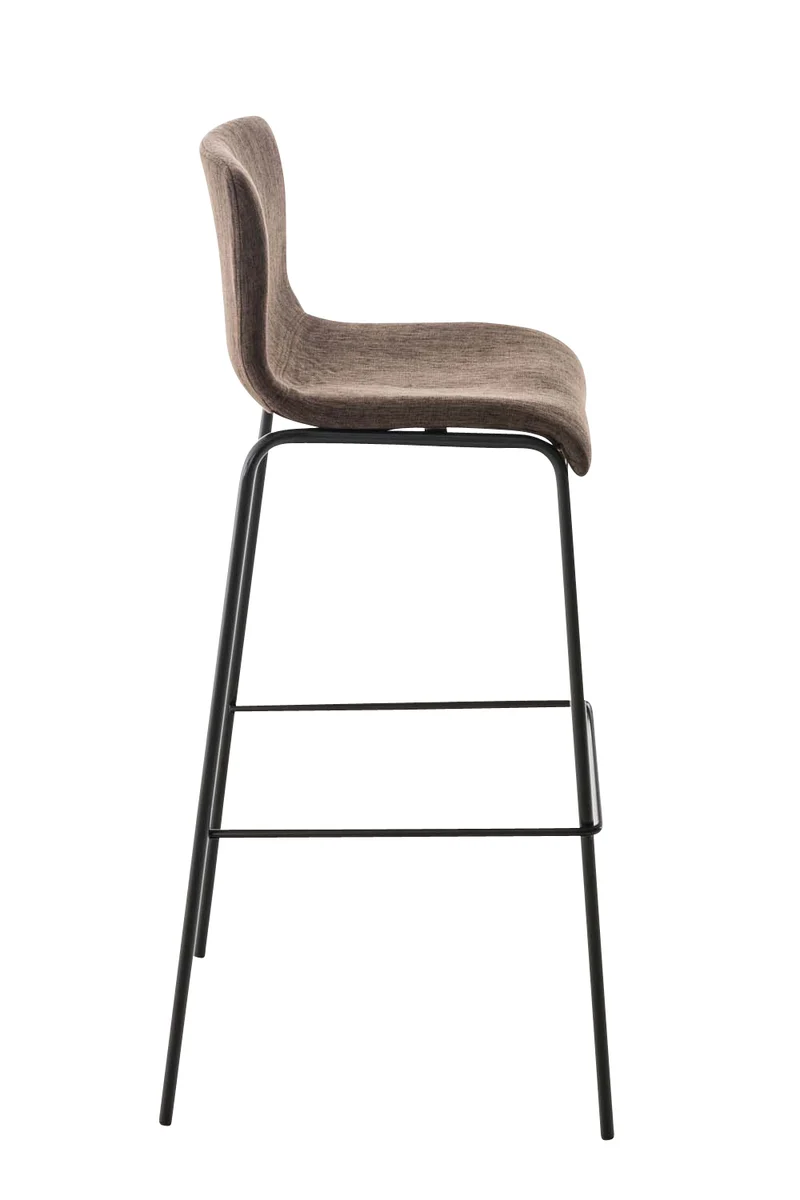 Lot de 2 tabourets de bar avec repose-pieds dossier incurvé en tissu marron et 4 pieds en métal noir 10_0004198