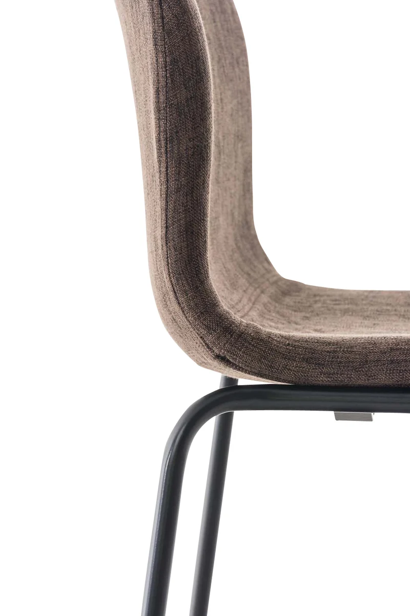 Lot de 2 tabourets de bar avec repose-pieds dossier incurvé en tissu marron et 4 pieds en métal noir 10_0004198