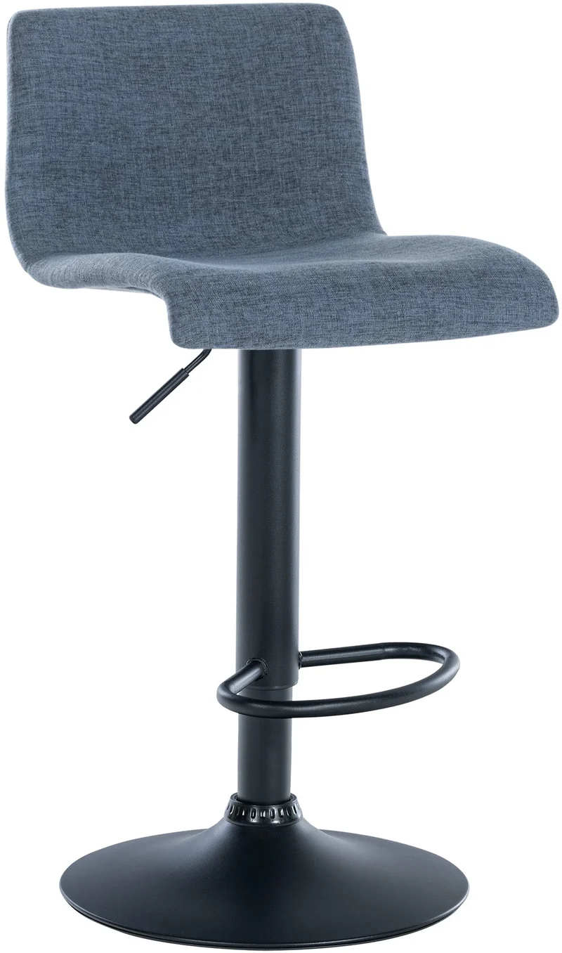 Lot de 2 tabourets de bar design simple avec repose-pieds en tissu bleu pieds en métal noir 10_0004049