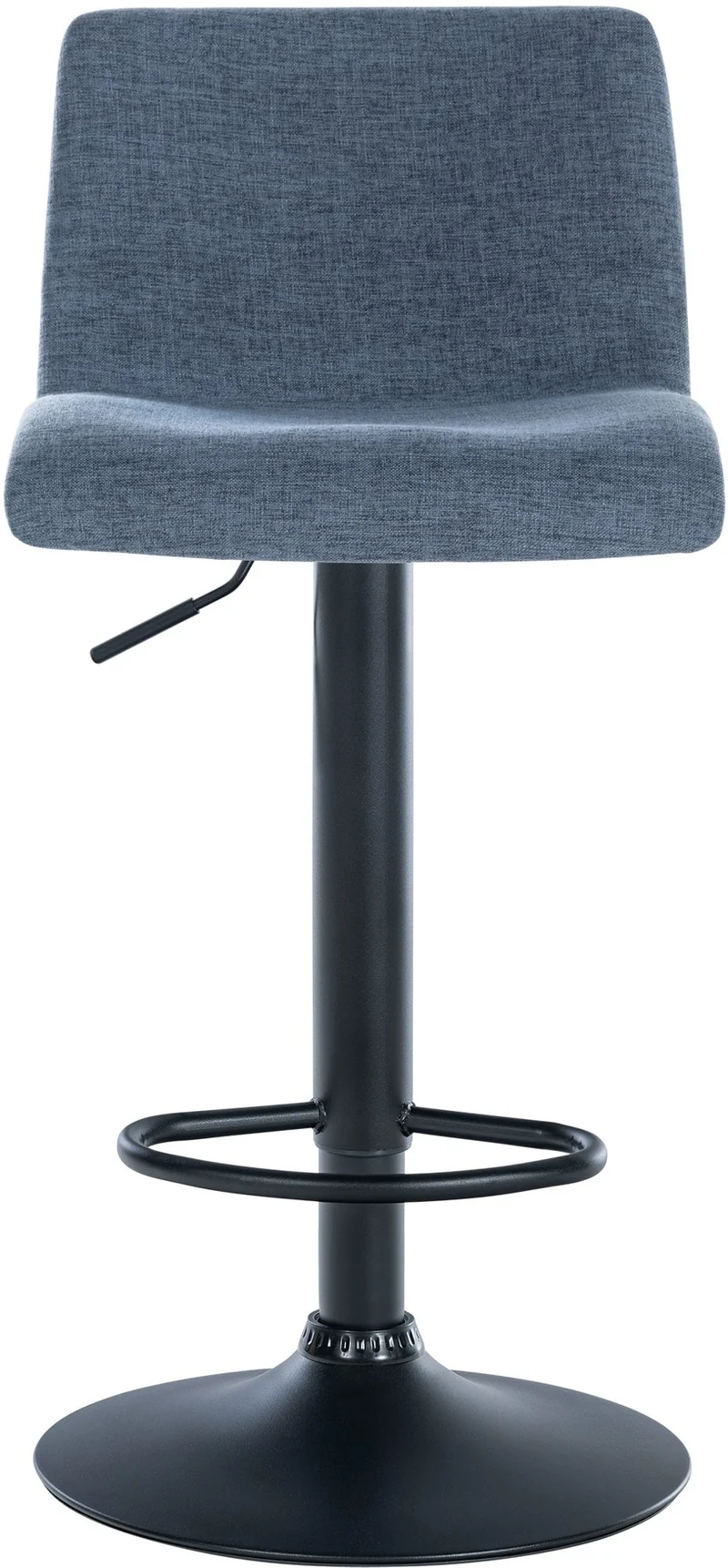 Lot de 2 tabourets de bar design simple avec repose-pieds en tissu bleu pieds en métal noir 10_0004049