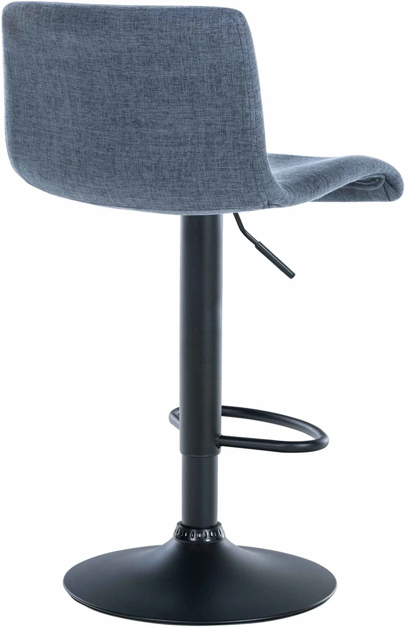 Lot de 2 tabourets de bar design simple avec repose-pieds en tissu bleu pieds en métal noir 10_0004049