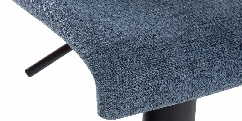 Lot de 2 tabourets de bar design simple avec repose-pieds en tissu bleu pieds en métal noir 10_0004049