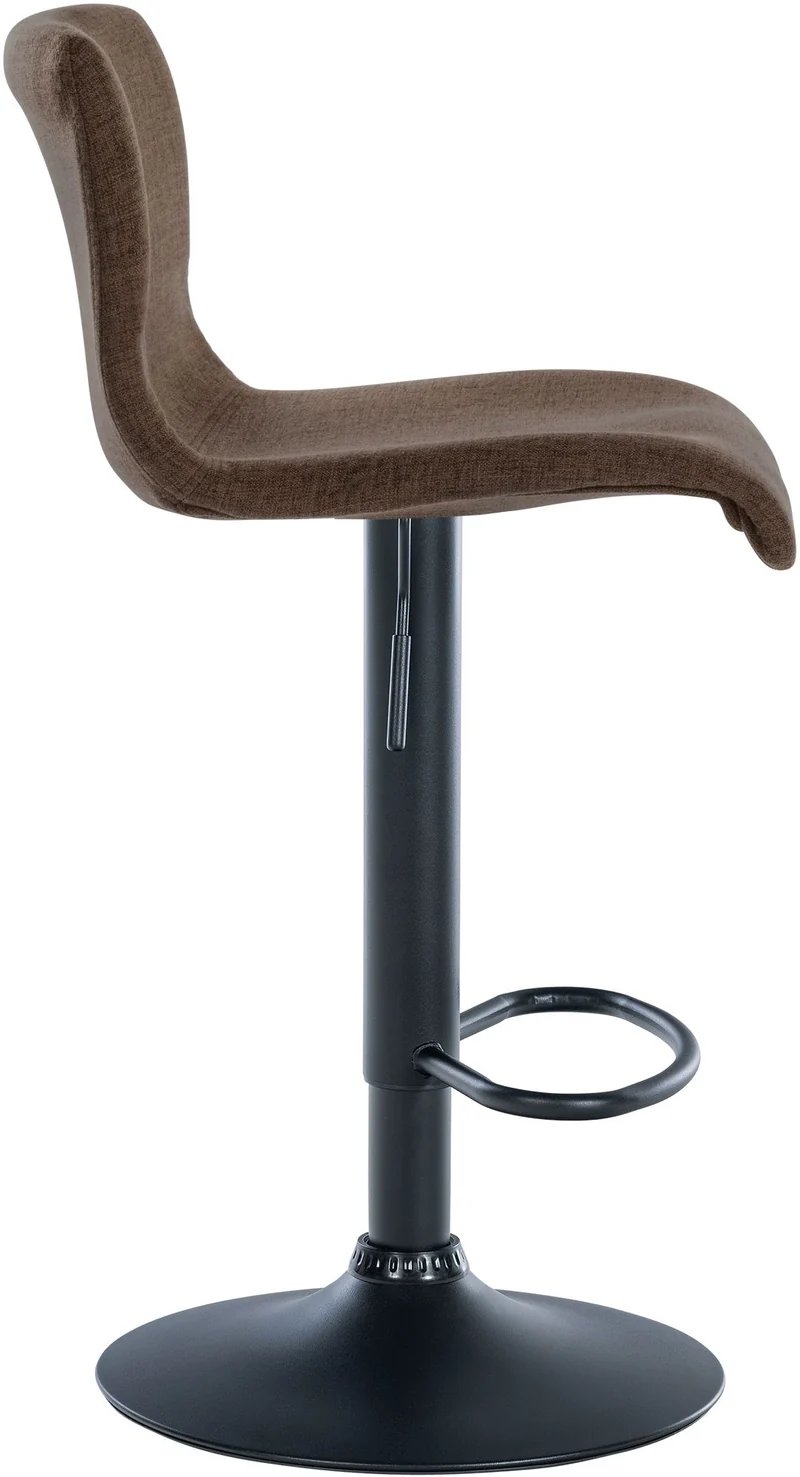 Lot de 2 tabourets de bar design simple avec repose-pieds en tissu marron pieds en métal noir 10_0004050