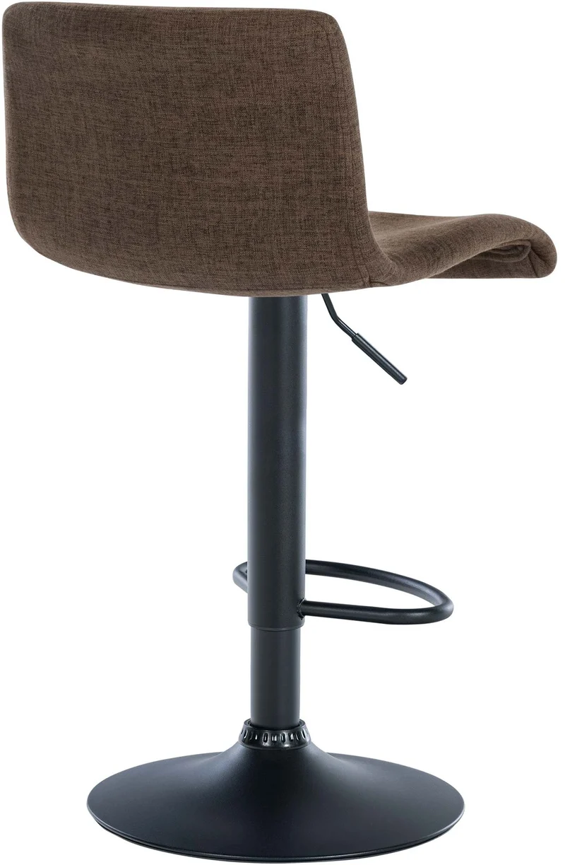 Lot de 2 tabourets de bar design simple avec repose-pieds en tissu marron pieds en métal noir 10_0004050
