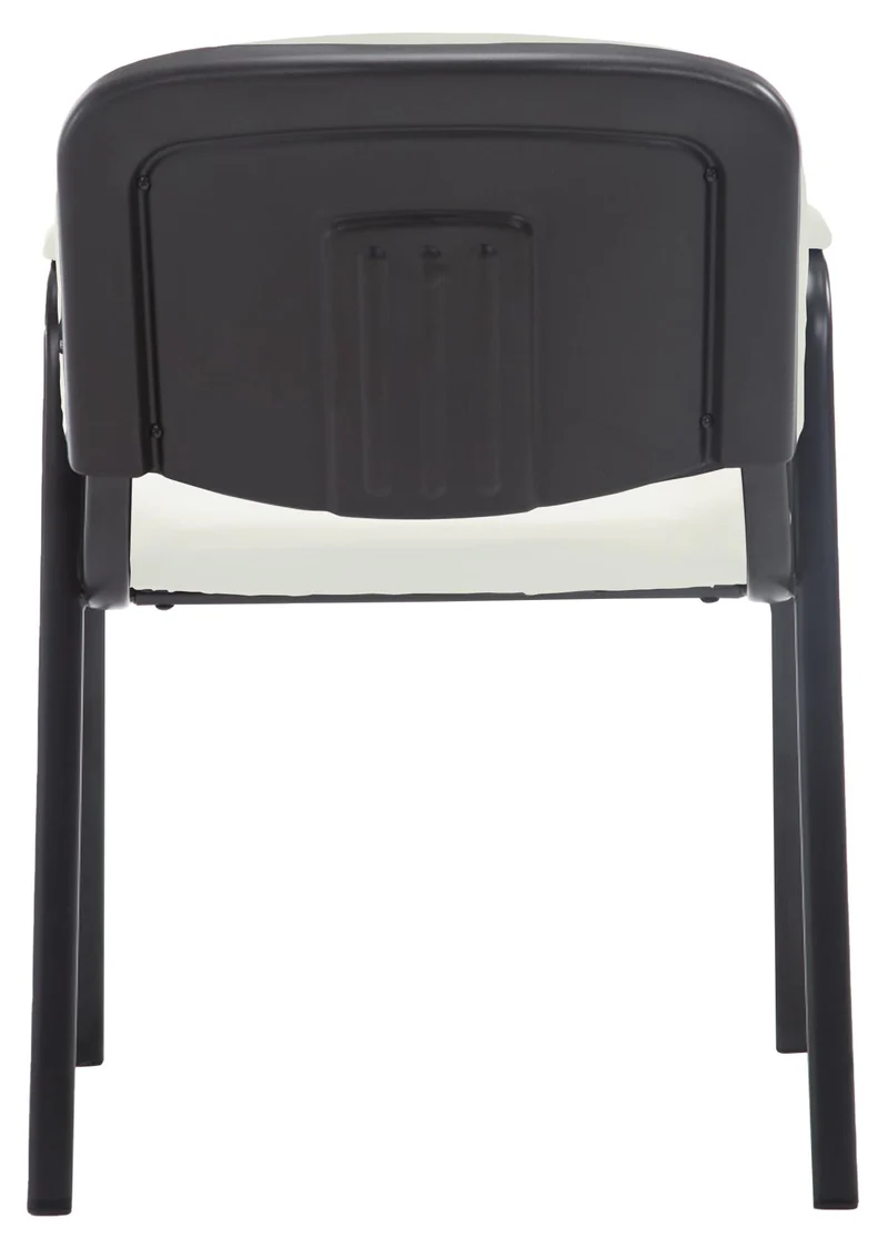 Chaise visiteur avec accoudoirs intégrés zone d'attente en PVC crème piètement à 4 pieds en métal noir 10_0003380