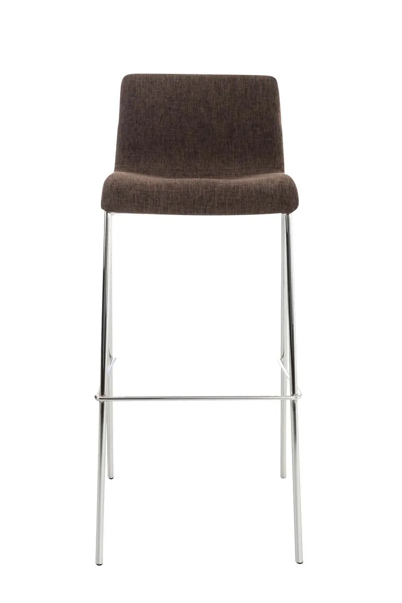 Tabouret de bar x1 design moderne empilable assise en tissu marron et 4 pieds métal chromé 10_0004947