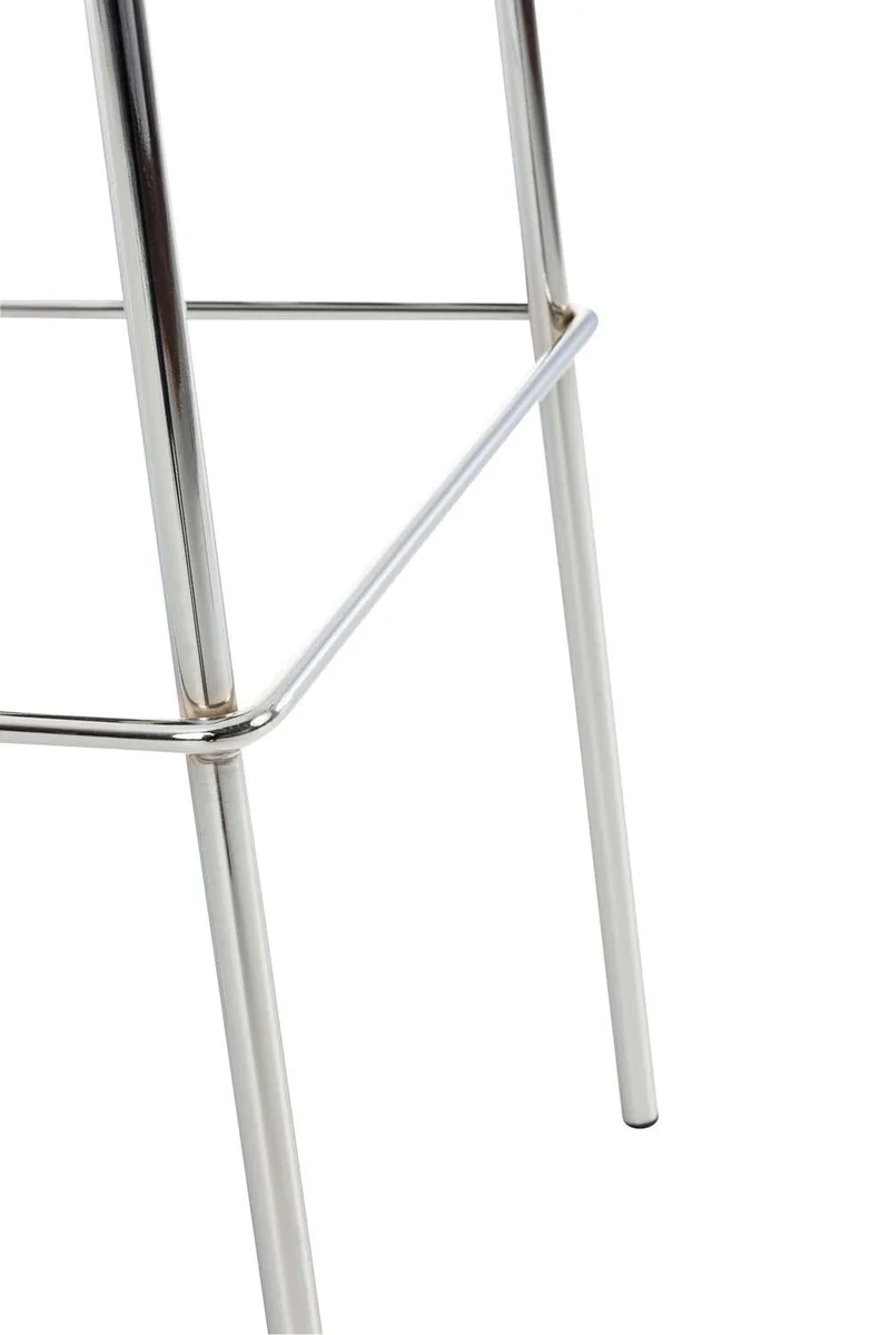 Tabouret de bar x1 design moderne empilable assise en tissu marron et 4 pieds métal chromé 10_0004947