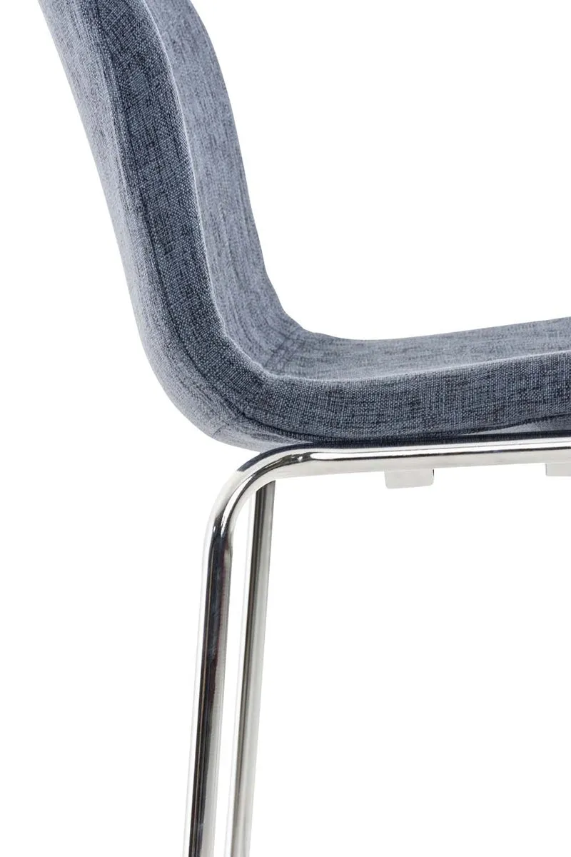 Lot de 2 tabourets de bar avec repose-pieds dossier incurvé en tissu bleu et 4 pieds en métal chromé 10_0004191