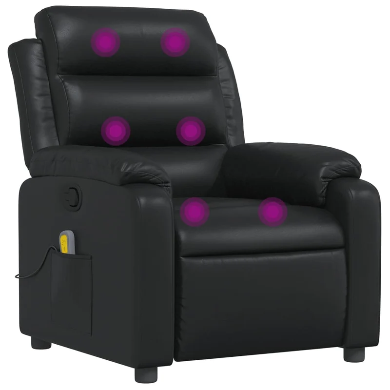 Fauteuil de relaxation TV fonction massage inclinable 6 points de massage en PVC noir DEC027031
