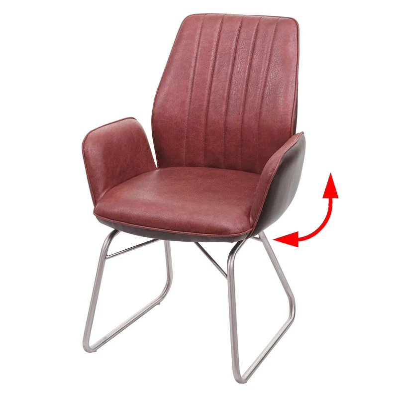Chaise de salle à manger fauteuil design moderne en synthétique aspect daim marron 04_0001978