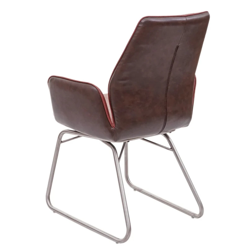 Chaise de salle à manger fauteuil design moderne en synthétique aspect daim marron 04_0001978