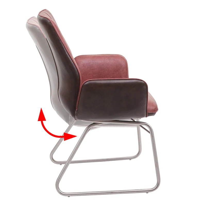 Chaise de salle à manger fauteuil design moderne en synthétique aspect daim marron 04_0001978