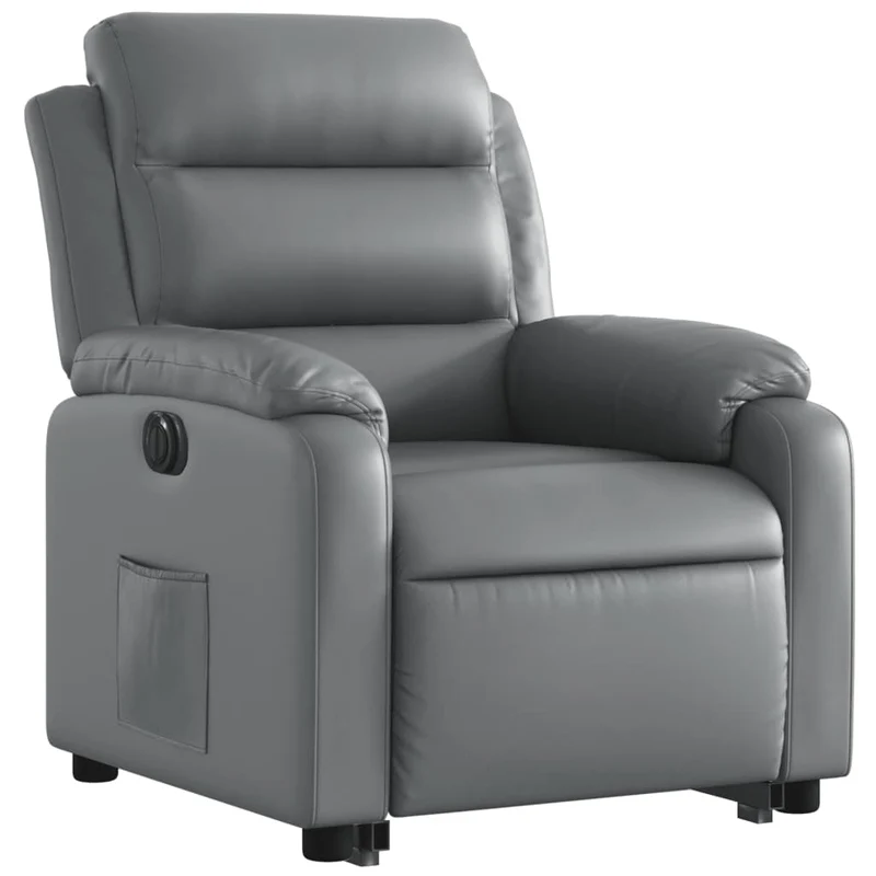 Fauteuil relax TV fonction de levage électrique très confortable en PVC gris DEC028386