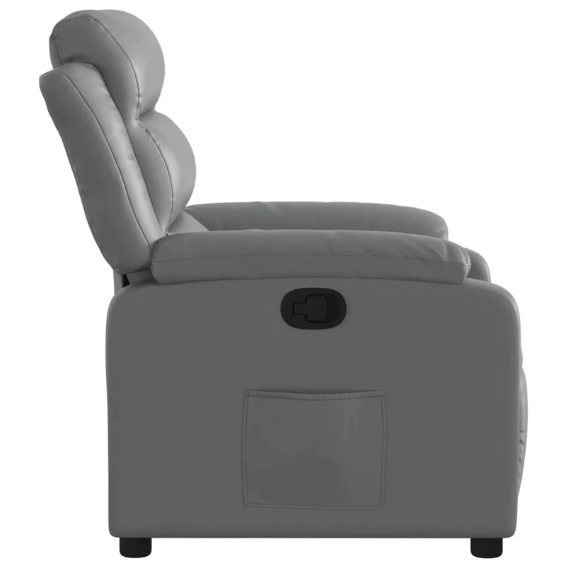 Fauteuil relax TV rembourrage confortable fonction d'inclinaison manuelle en PVC gris DEC027986