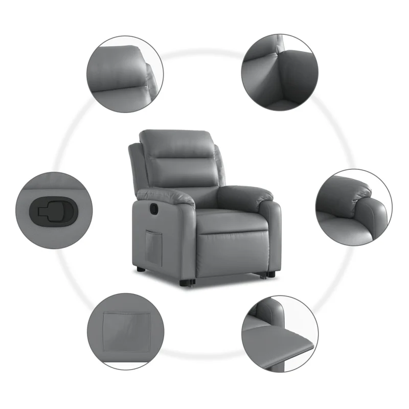 Fauteuil relax TV rembourrage confortable fonction de levage électrique en PVC gris DEC027987