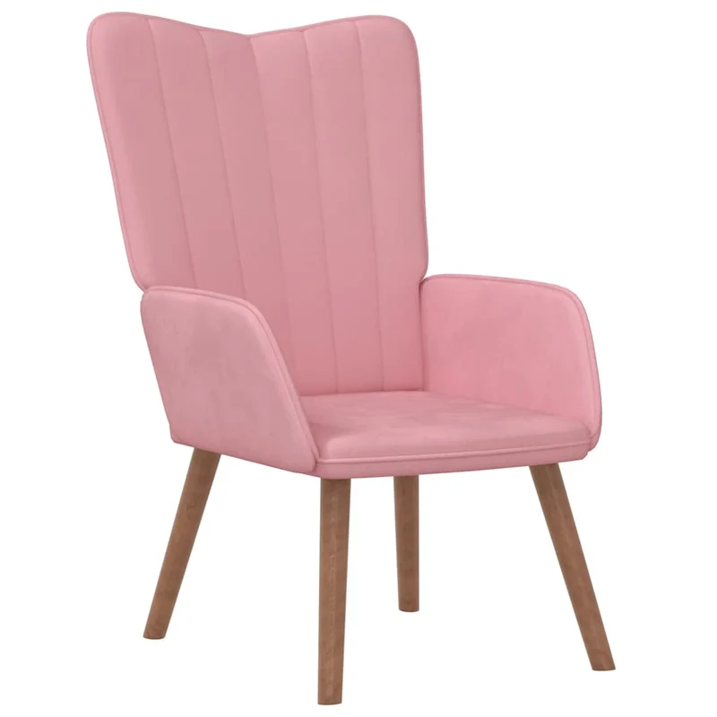 Fauteuil lounge chaise de canapé design moderne avec repose-pied en velours rose DEC026545