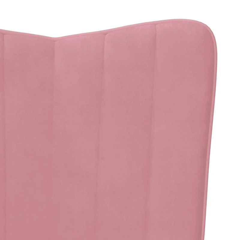 Fauteuil lounge chaise de canapé design moderne avec repose-pied en velours rose DEC026545