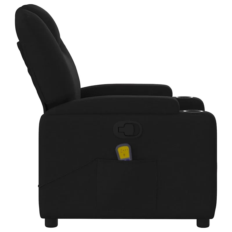 Fauteuil de relaxation TV fonction massage inclinable 6 points de massage en tissu noir DEC027043