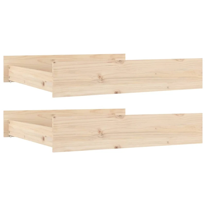 Lot de 2 tiroirs de lit rangement avec roulettes en bois de pin TDL0206839