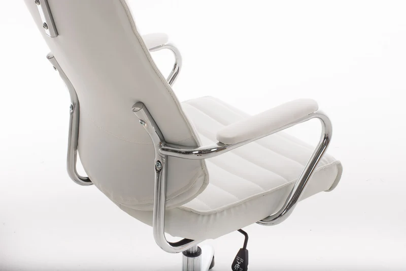 Fauteuil de bureau hauteur réglable pivotant mécanisme de bascule PVC blanc et métal chromé 10_0002628