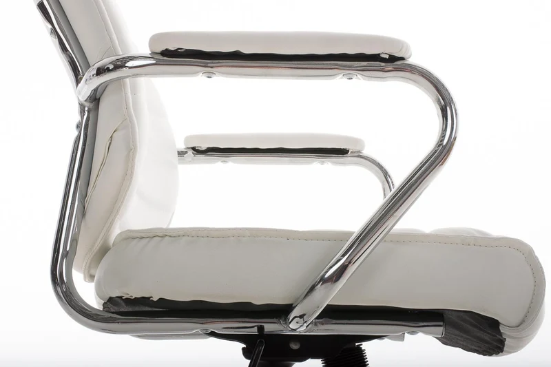 Fauteuil de bureau hauteur réglable pivotant mécanisme de bascule PVC blanc et métal chromé 10_0002628