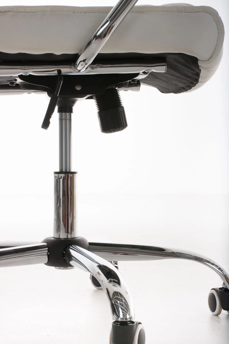 Fauteuil de bureau hauteur réglable pivotant mécanisme de bascule PVC blanc et métal chromé 10_0002628