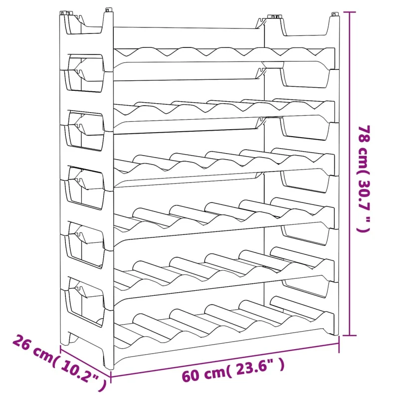 Casier range bouteilles étagère de rangement vin pour 36 bouteilles pp empilable anthracite DEC024398
