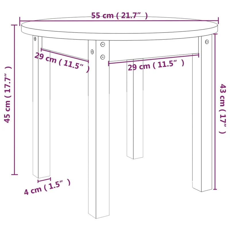 Table d'appoint chevet Ø 55 x 45 cm bois massif de pin gris DEC039418