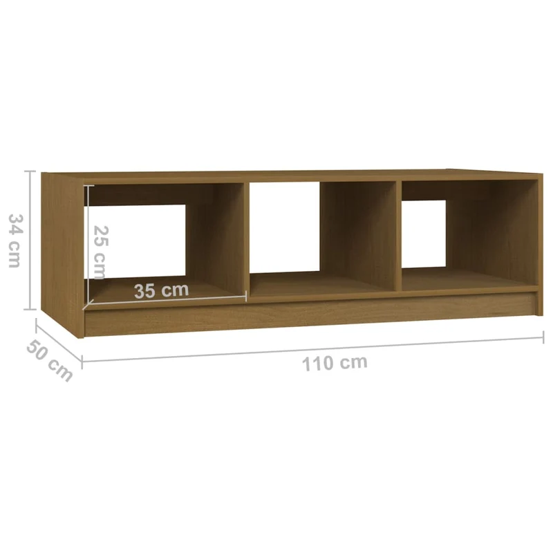 Table basse avec compartiments ouverts design intemporel 110 x 50 x 34 cm bois de pin massif marron DEC039466
