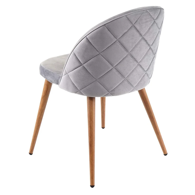 Lot de 4 chaises de salle à manger tissu velours gris clair en bois style rétro CDS04518