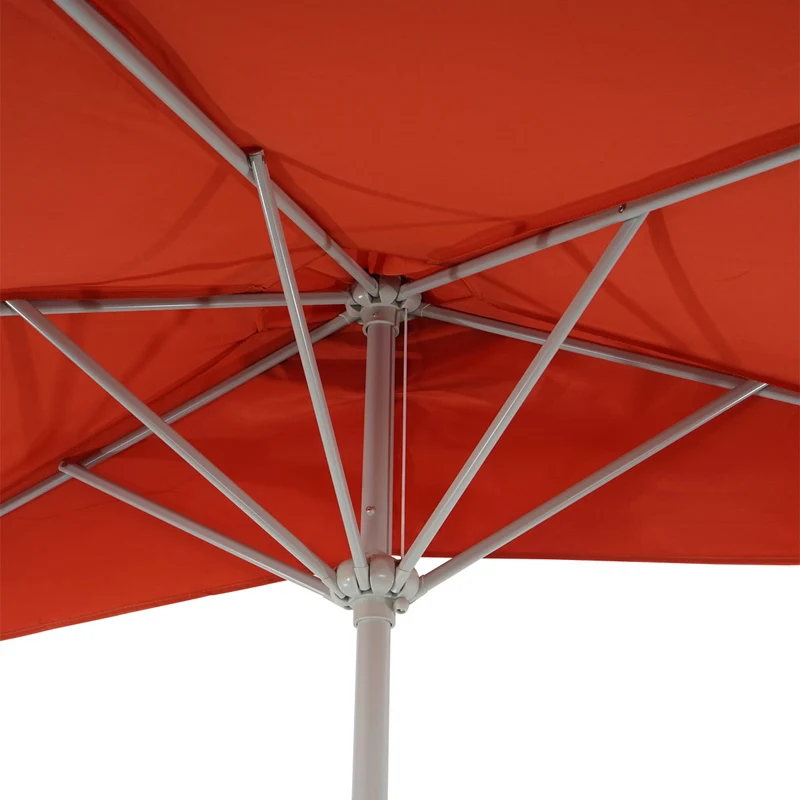 Demi parasol semi-circulaire balcon terrasse UV 50+ polyester/aluminium 3kg avec une portée de 270 cm terre cuite sans support 04_0003901