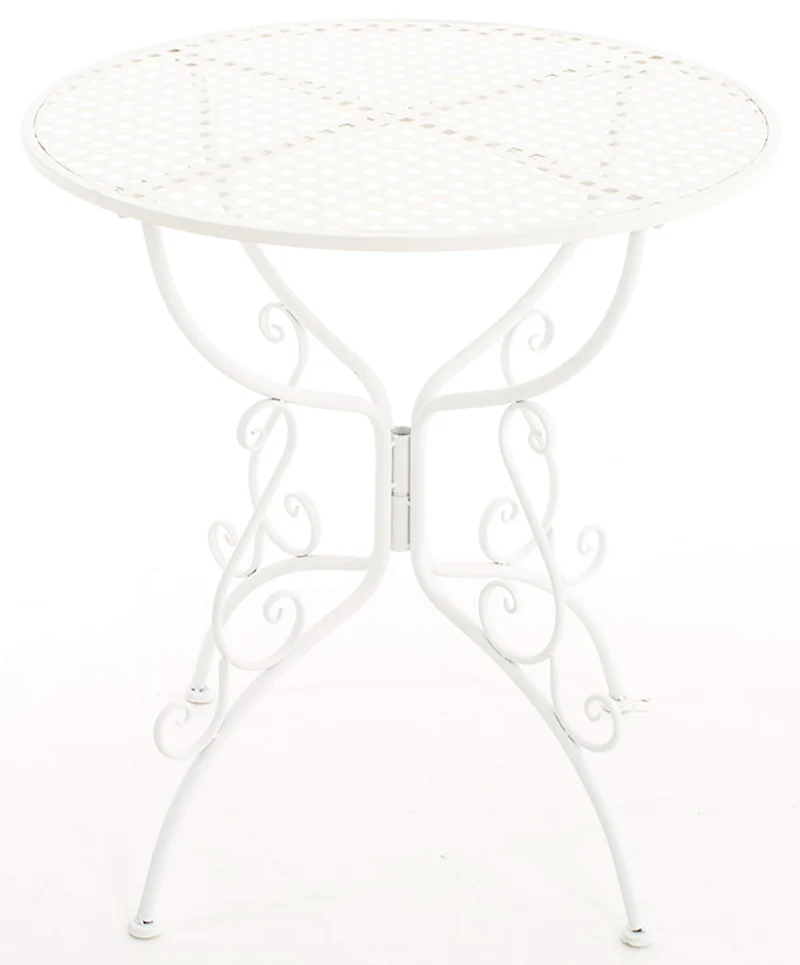 Table de jardin ronde en fer forgé Amanda métal métal blanc 10_0004005