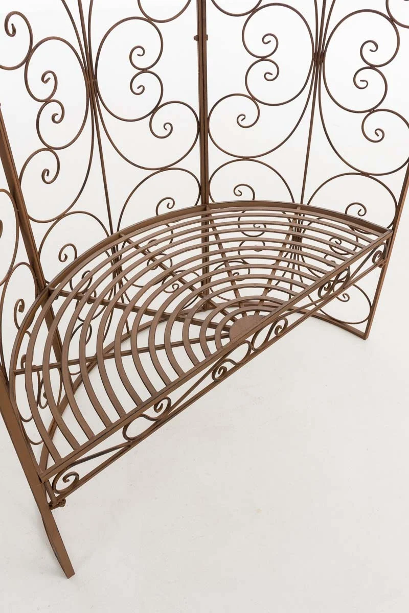 Banc de jardin avec arche à rosiers en métal marron vieilli style vintage MDJ10187
