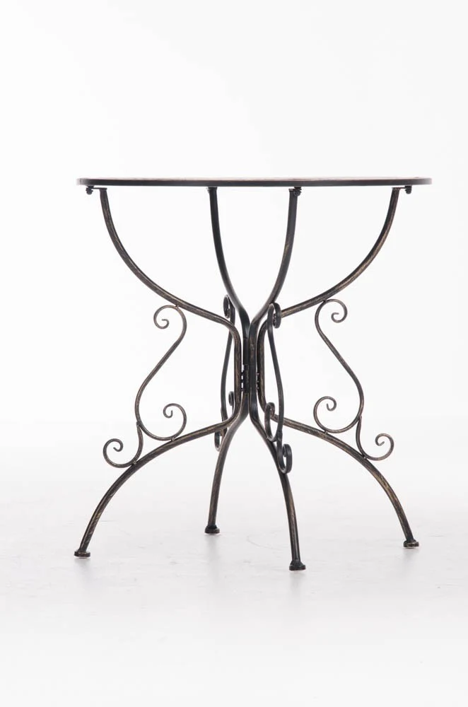 Table de jardin en fer forgé diamètre Ø 70 cm bronze vieilli MDJ10045