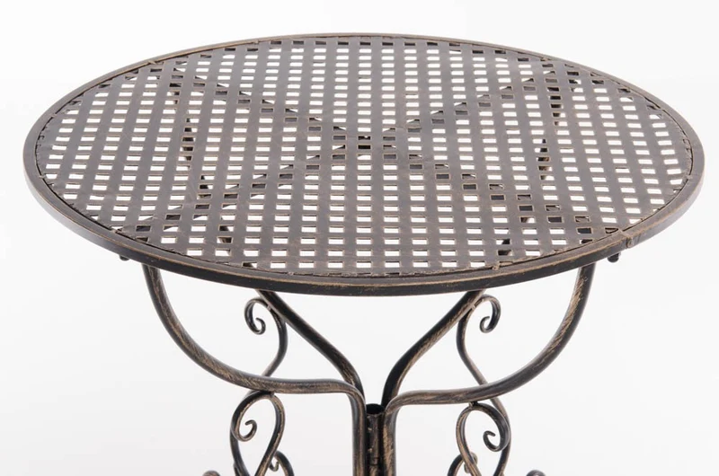 Table de jardin en fer forgé diamètre Ø 70 cm bronze vieilli MDJ10045
