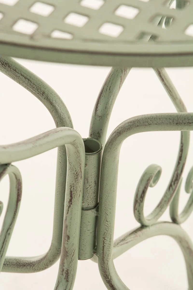 Table de jardin en fer forgé diamètre Ø 70 cm vert vieilli MDJ10048