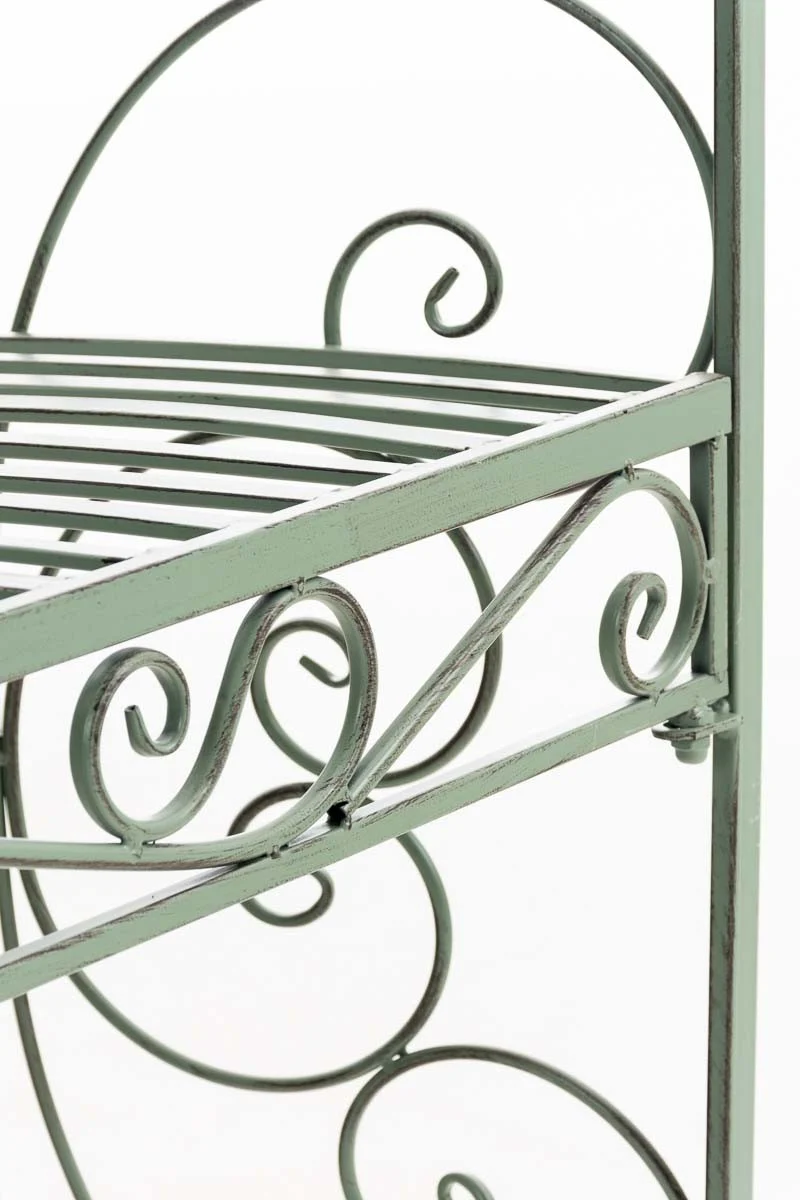 Banc de jardin avec arche à rosiers en métal vert vieilli style vintage MDJ10185
