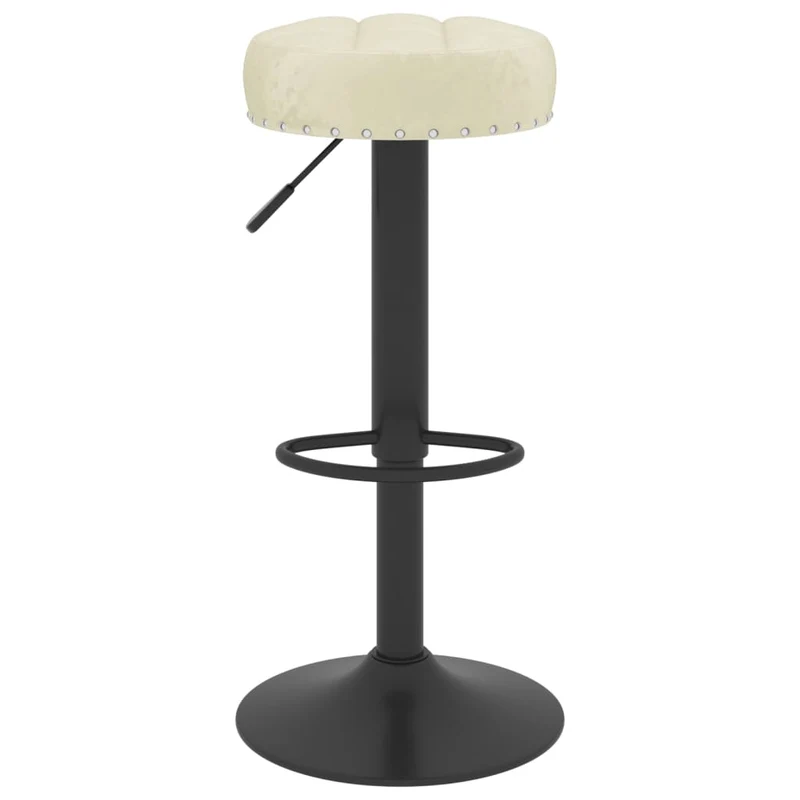 Lot de 2 tabourets de bar chaises hautes avec repose-pied intégré en velours crème DEC029668