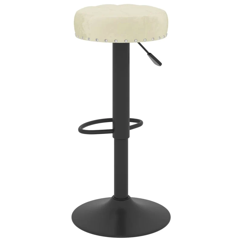 Lot de 2 tabourets de bar chaises hautes avec repose-pied intégré en velours crème DEC029668