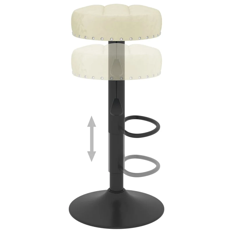 Lot de 2 tabourets de bar chaises hautes avec repose-pied intégré en velours crème DEC029668