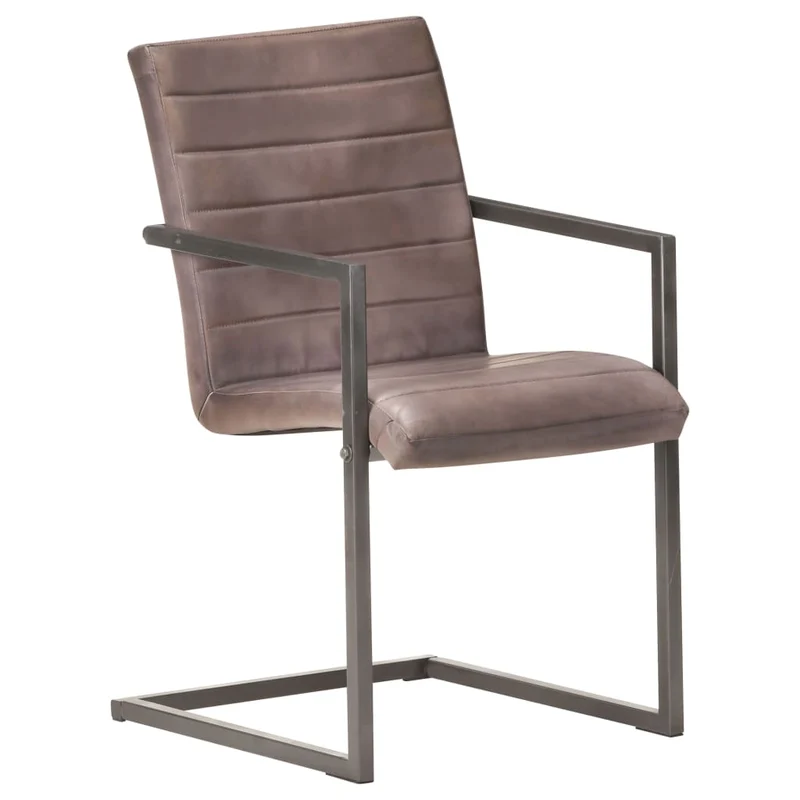 Lot de 2 chaises de salle à manger cuisine cantilever design rétro cuir marron véritable CDS020346