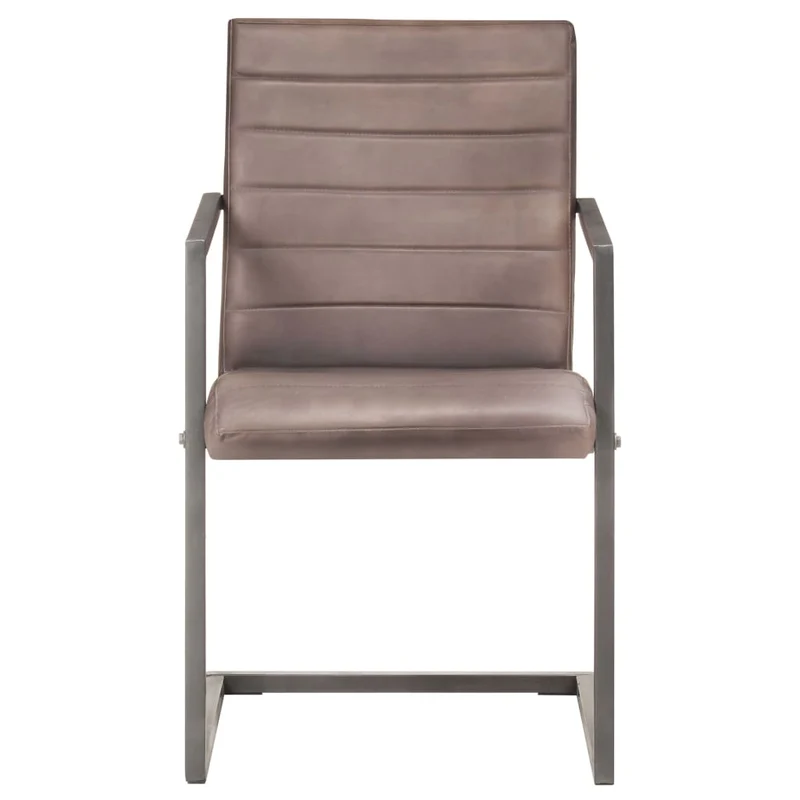 Lot de 2 chaises de salle à manger cuisine cantilever design rétro cuir marron véritable CDS020346